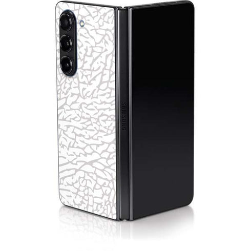 Elephant Print White Galaxy Z Fold5 5G Skin